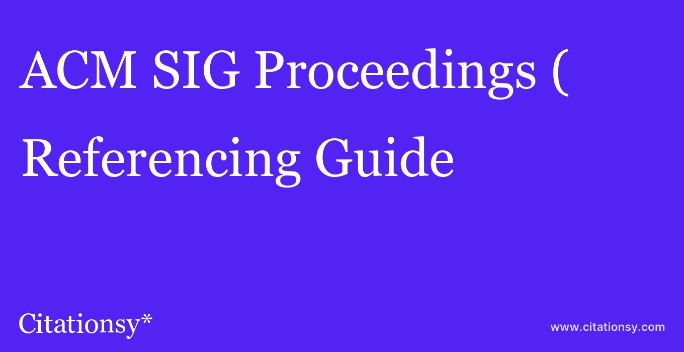 cite ACM SIG Proceedings (